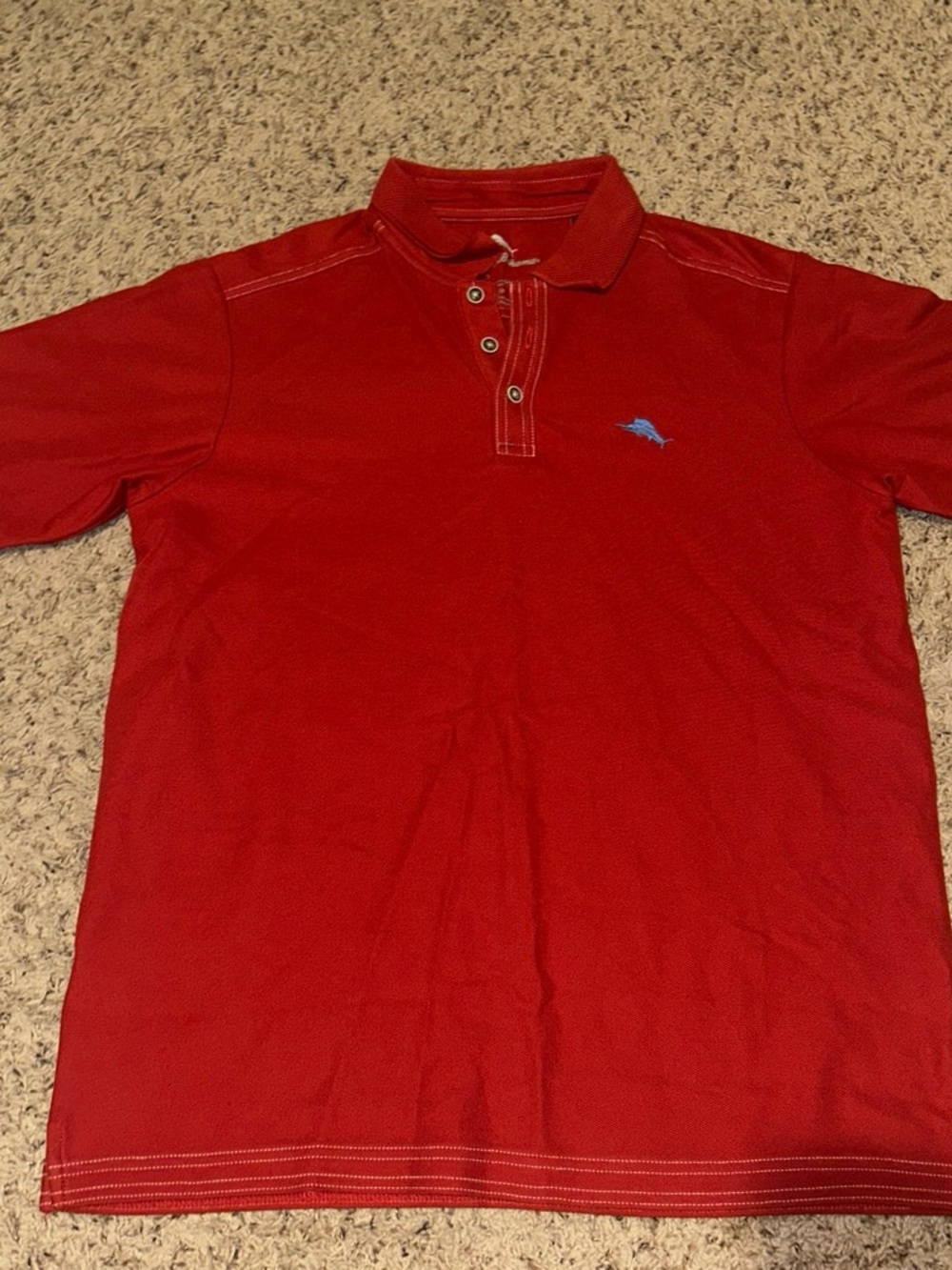 Tommy Bahama Red Polo with Blue Embroidered Marlin